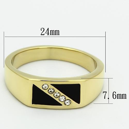 MATK775 - IP Gold(Ion Plating) Stainless Steel Ring with Top Grade Crystal in Clear