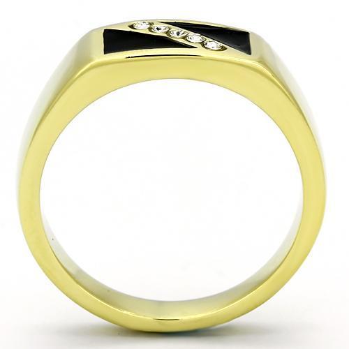 MATK775 - IP Gold(Ion Plating) Stainless Steel Ring with Top Grade Crystal in Clear