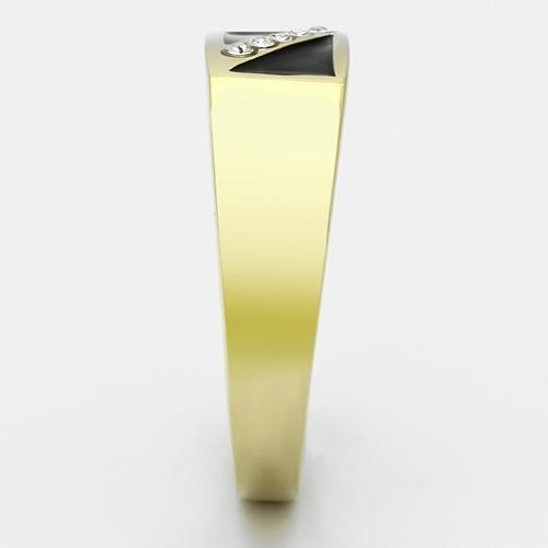 MATK775 - IP Gold(Ion Plating) Stainless Steel Ring with Top Grade Crystal in Clear
