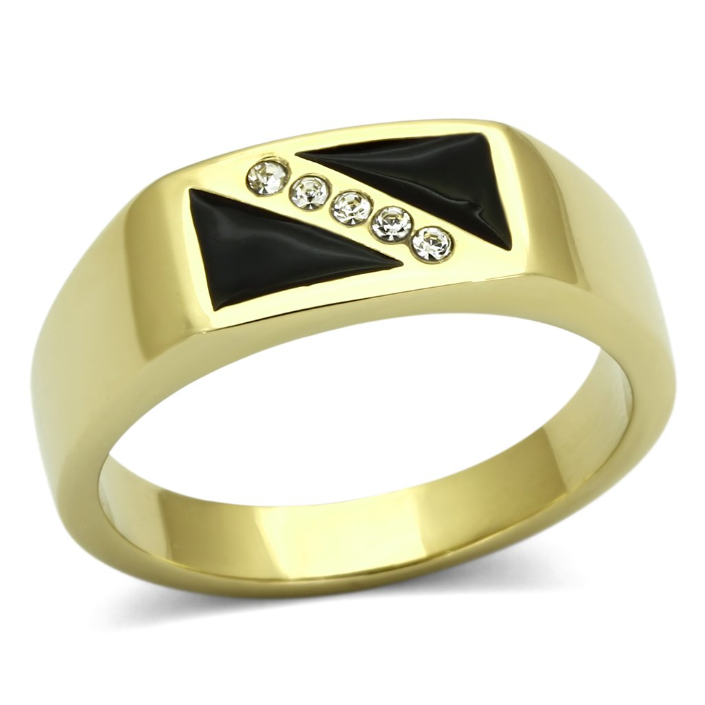 MATK775 - IP Gold(Ion Plating) Stainless Steel Ring with Top Grade Crystal in Clear