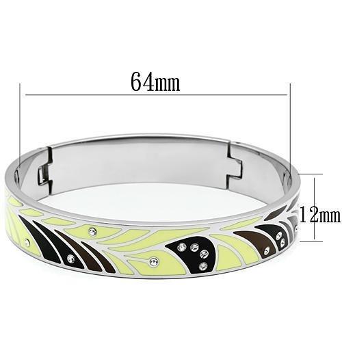 MATK780 - High polished (no plating) Stainless Steel Bangle with Top Grade Crystal in Clear