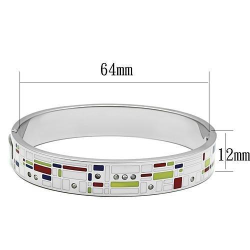 MATK782 - High polished (no plating) Stainless Steel Bangle with Top Grade Crystal in Clear