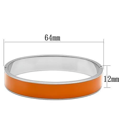 MATK788 - High polished (no plating) Stainless Steel Bangle with Epoxy in Orange
