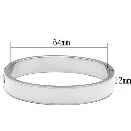 MATK789 - High polished (no plating) Stainless Steel Bangle with Epoxy in White