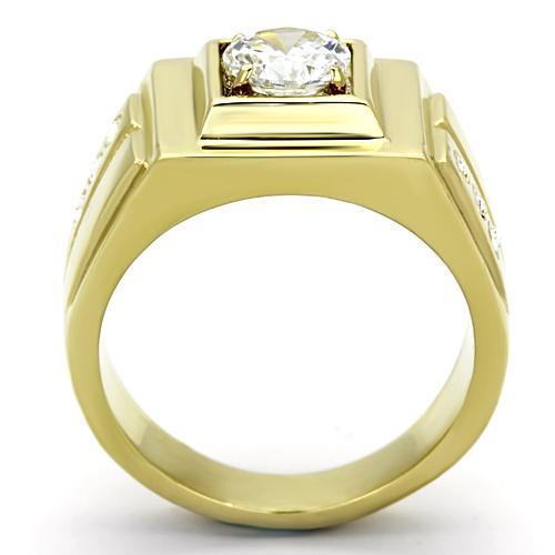 MATK791 - IP Gold(Ion Plating) Stainless Steel Ring with AAA Grade CZ in Clear