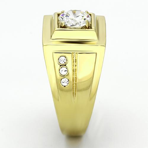 MATK791 - IP Gold(Ion Plating) Stainless Steel Ring with AAA Grade CZ in Clear