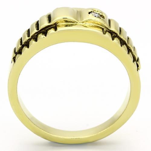 MATK794 - IP Gold(Ion Plating) Stainless Steel Ring with AAA Grade CZ in Clear