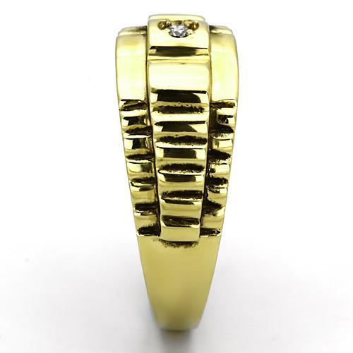 MATK794 - IP Gold(Ion Plating) Stainless Steel Ring with AAA Grade CZ in Clear