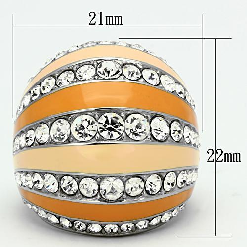 MATK798 - High polished (no plating) Stainless Steel Ring with Top Grade Crystal in Clear