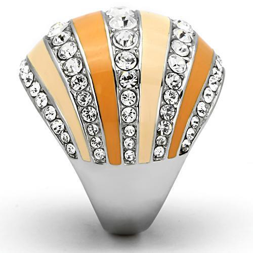 MATK798 - High polished (no plating) Stainless Steel Ring with Top Grade Crystal in Clear