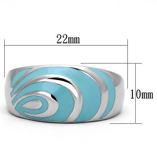 MATK804 - High polished (no plating) Stainless Steel Ring with Epoxy in Sea Blue