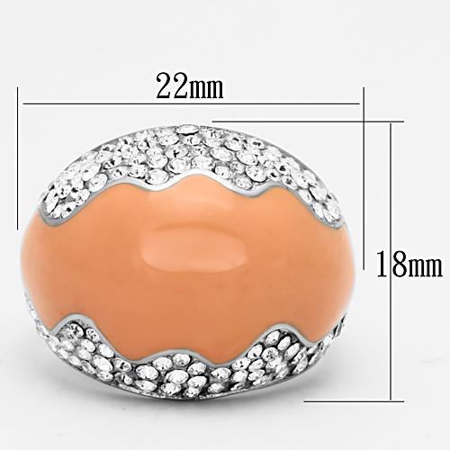 MATK805 - High polished (no plating) Stainless Steel Ring with Top Grade Crystal in Clear
