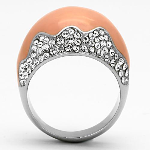 MATK805 - High polished (no plating) Stainless Steel Ring with Top Grade Crystal in Clear