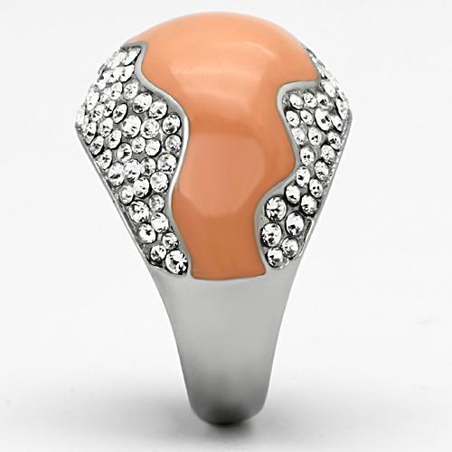 MATK805 - High polished (no plating) Stainless Steel Ring with Top Grade Crystal in Clear