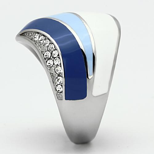 MATK809 - High polished (no plating) Stainless Steel Ring with Top Grade Crystal in Clear