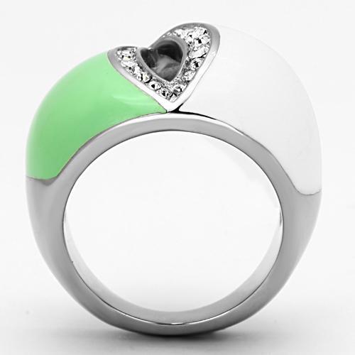 MATK811 - High polished (no plating) Stainless Steel Ring with Top Grade Crystal in Clear