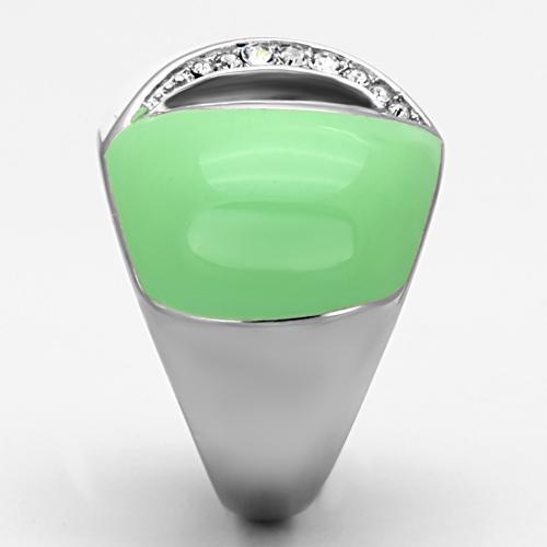 MATK811 - High polished (no plating) Stainless Steel Ring with Top Grade Crystal in Clear
