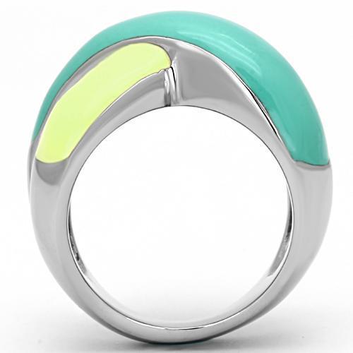 MATK813 - High polished (no plating) Stainless Steel Ring with Epoxy in Multi Color