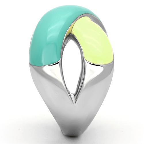 MATK813 - High polished (no plating) Stainless Steel Ring with Epoxy in Multi Color
