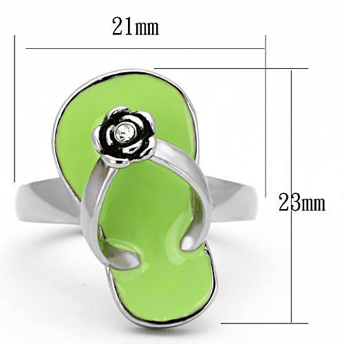 MATK814 - High polished (no plating) Stainless Steel Ring with Top Grade Crystal in Clear