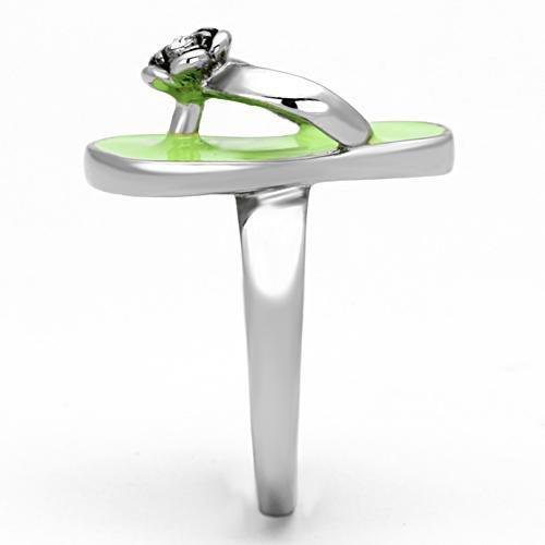 MATK814 - High polished (no plating) Stainless Steel Ring with Top Grade Crystal in Clear