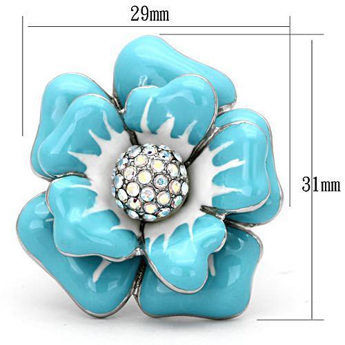 MATK817 - High polished (no plating) Stainless Steel Ring with Top Grade Crystal in Aurora Borealis (Rainbow Effect)