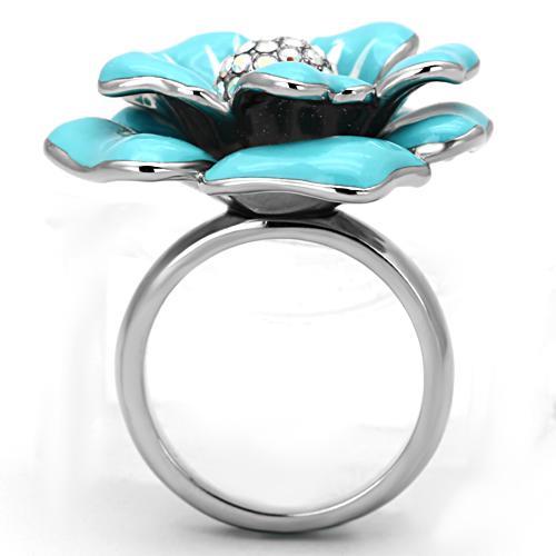 MATK817 - High polished (no plating) Stainless Steel Ring with Top Grade Crystal in Aurora Borealis (Rainbow Effect)