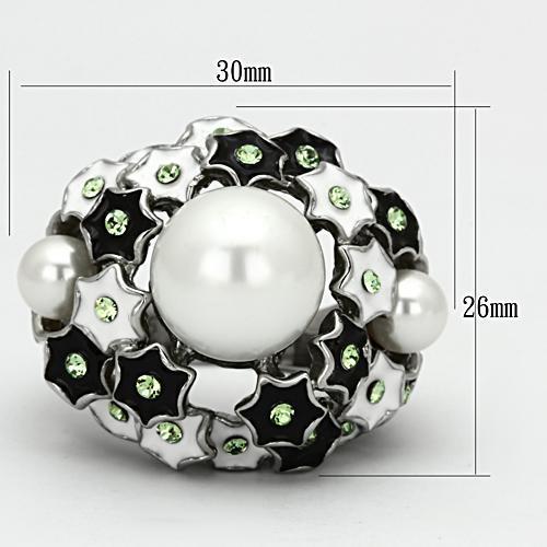 MATK818 - High polished (no plating) Stainless Steel Ring with Synthetic Pearl in White