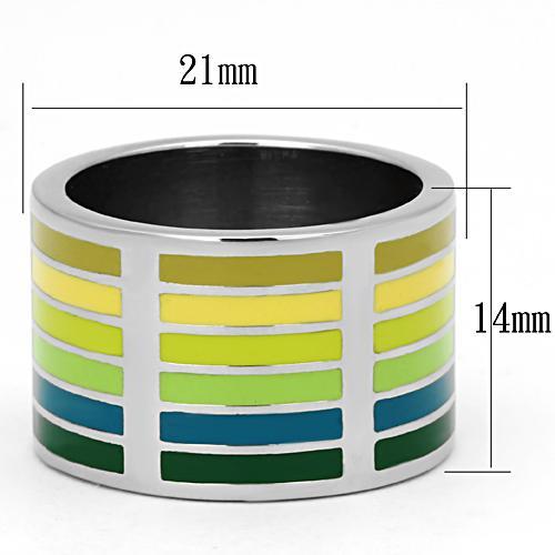 MATK819 - High polished (no plating) Stainless Steel Ring with Epoxy in Multi Color