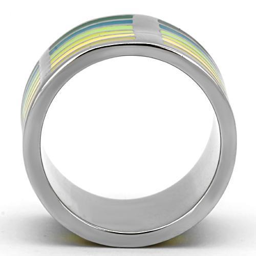 MATK819 - High polished (no plating) Stainless Steel Ring with Epoxy in Multi Color
