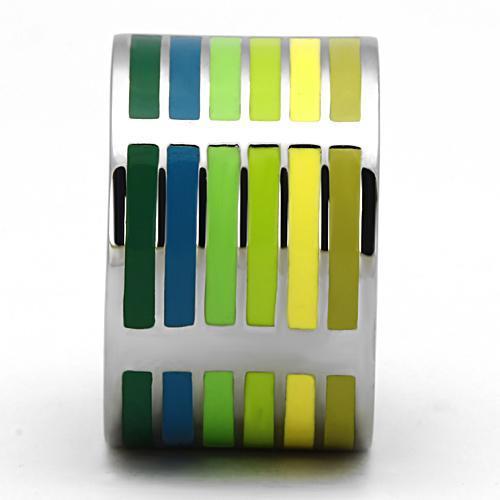 MATK819 - High polished (no plating) Stainless Steel Ring with Epoxy in Multi Color