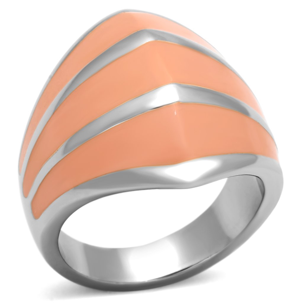 MATK822 - High polished (no plating) Stainless Steel Ring with Epoxy in Orange