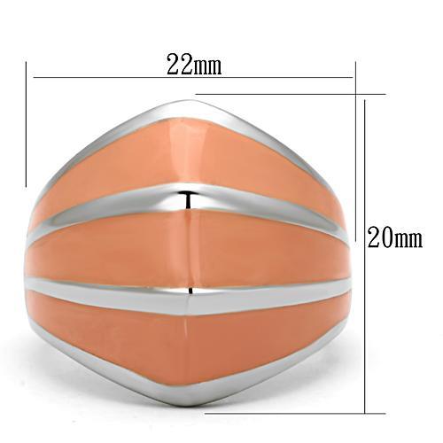 MATK822 - High polished (no plating) Stainless Steel Ring with Epoxy in Orange