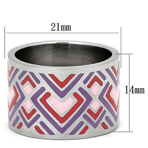 MATK823 - High polished (no plating) Stainless Steel Ring with Epoxy in Multi Color