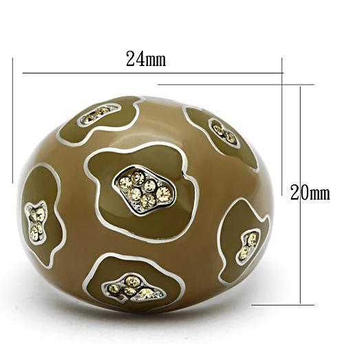 MATK826 - High polished (no plating) Stainless Steel Ring with Top Grade Crystal in Citrine Yellow