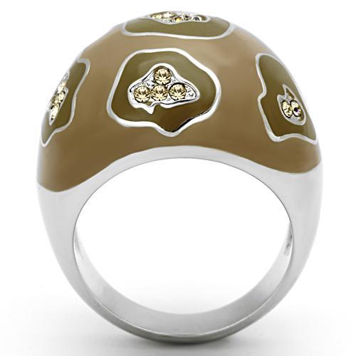 MATK826 - High polished (no plating) Stainless Steel Ring with Top Grade Crystal in Citrine Yellow