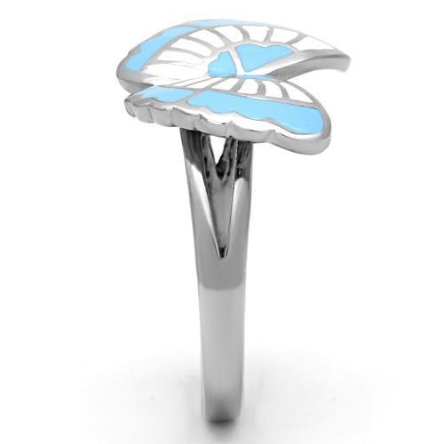 TK827 - High polished (no plating) Stainless Steel Ring with Epoxy in Multi Color