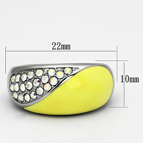 MATK829 - High polished (no plating) Stainless Steel Ring with Top Grade Crystal in Aurora Borealis (Rainbow Effect)