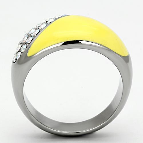 MATK829 - High polished (no plating) Stainless Steel Ring with Top Grade Crystal in Aurora Borealis (Rainbow Effect)