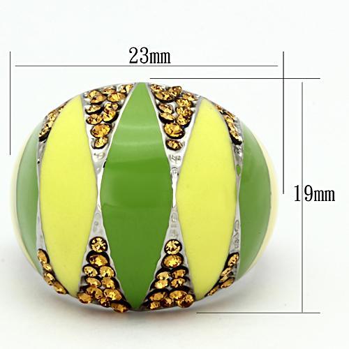 MATK831 - High polished (no plating) Stainless Steel Ring with Top Grade Crystal in Topaz