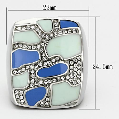 MATK832 - High polished (no plating) Stainless Steel Ring with Top Grade Crystal in Clear