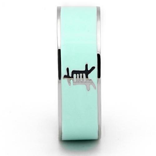 MATK836 - High polished (no plating) Stainless Steel Ring with Epoxy in Turquoise