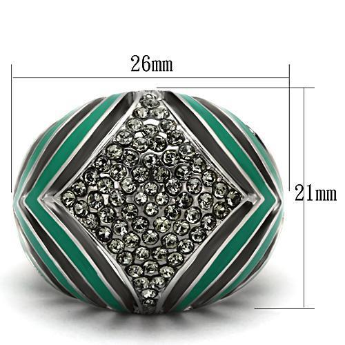 MATK839 - High polished (no plating) Stainless Steel Ring with Top Grade Crystal in Black Diamond
