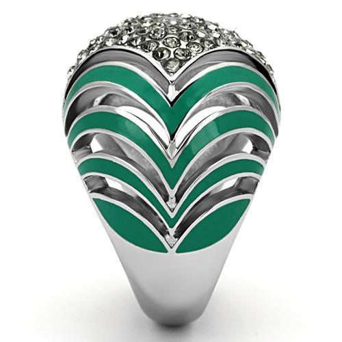 MATK839 - High polished (no plating) Stainless Steel Ring with Top Grade Crystal in Black Diamond