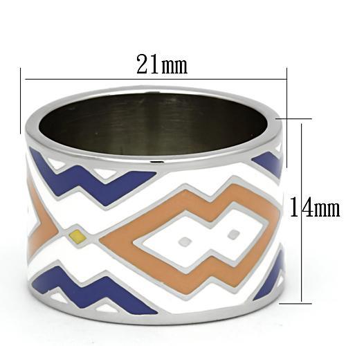 MATK841 - High polished (no plating) Stainless Steel Ring with Epoxy in Multi Color