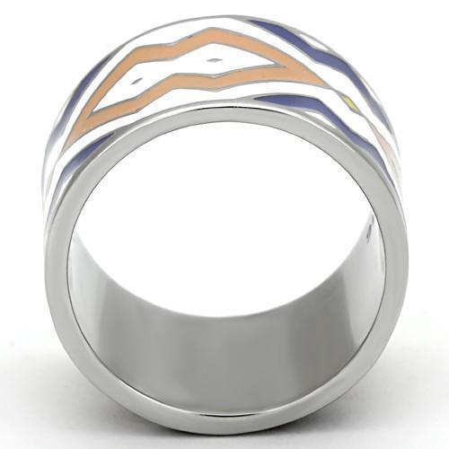 MATK841 - High polished (no plating) Stainless Steel Ring with Epoxy in Multi Color