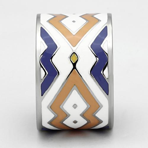 MATK841 - High polished (no plating) Stainless Steel Ring with Epoxy in Multi Color
