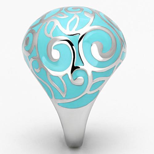 MATK845 - High polished (no plating) Stainless Steel Ring with Epoxy in Aquamarine
