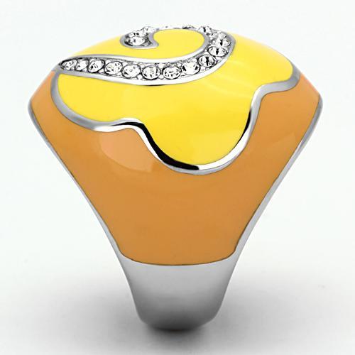 MATK846 - High polished (no plating) Stainless Steel Ring with Top Grade Crystal in Clear