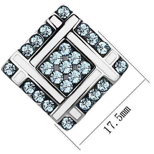MATK850 - High polished (no plating) Stainless Steel Earrings with Top Grade Crystal in Sea Blue